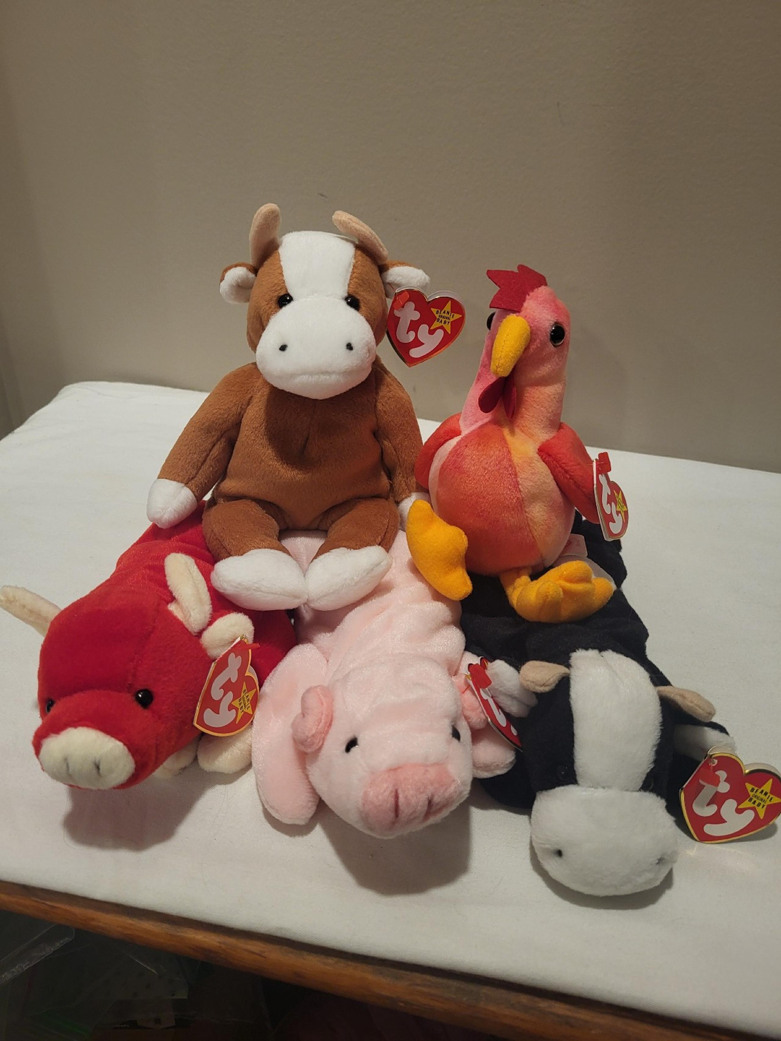 TY Beanie Babies farm animals Snort, Squealer, Daisy, Bessie, Strut