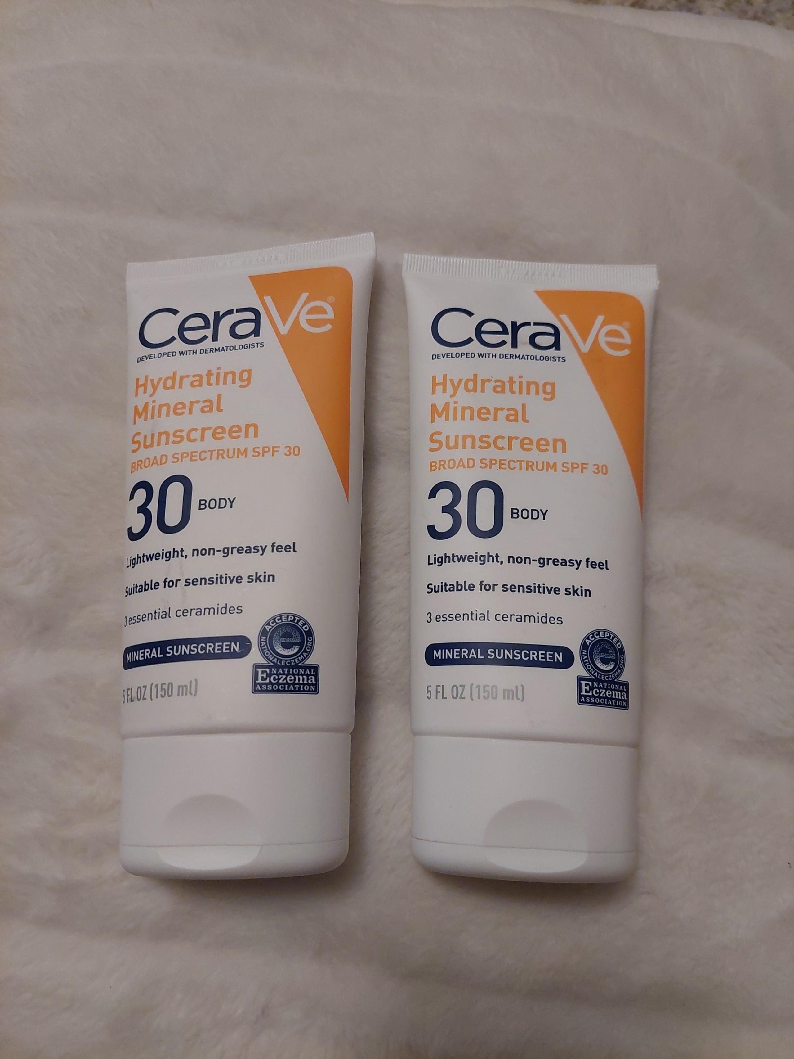 CeraVe Hydrating Mineral Sunscreen, Broad Spectrum SPF 30.