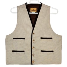 King Ranch Mens Tweed Western Cowboy Civil War Style Vest with Wood Buttons | L