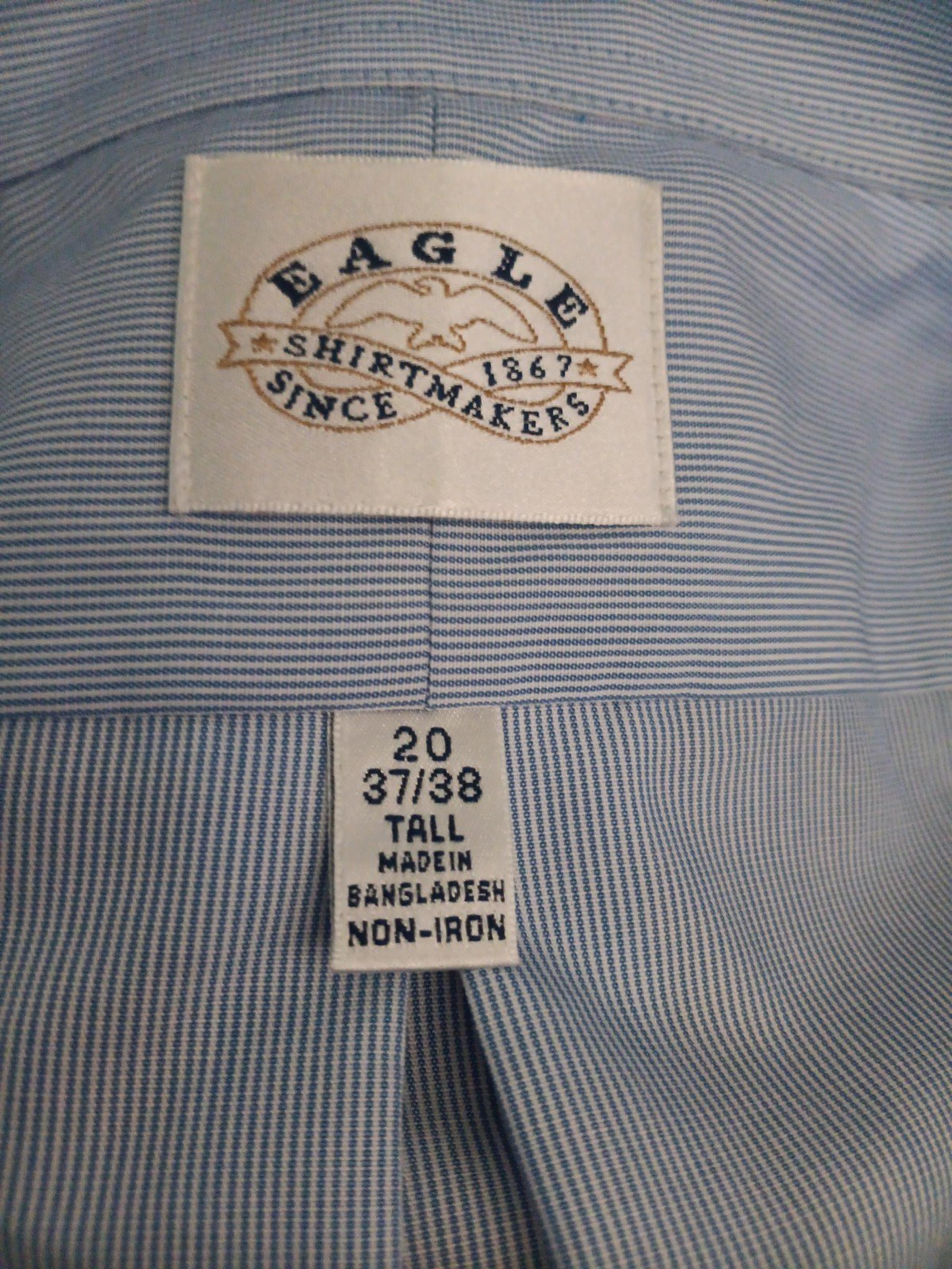 Eagle Shirtmakers blue crystal color 30 37 38 tall Dress Shirt Collar new with t