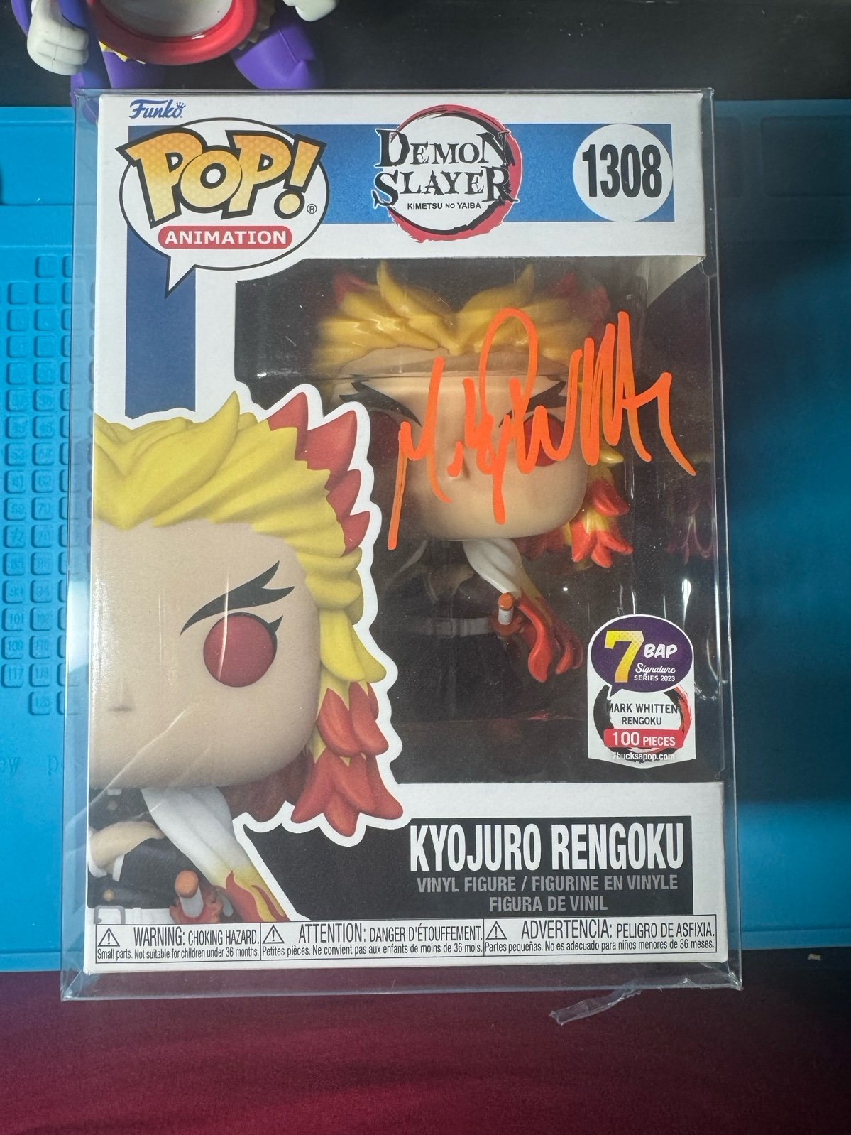 Demon Slayer Anime Kyojuro Rengoku 1308 Signed By Mark Whitten Funko Pop JSA COA