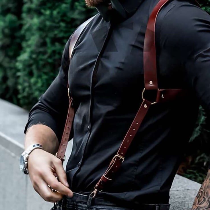 Steampunk Men’s Unisex Brown Suspender Harness Belt New