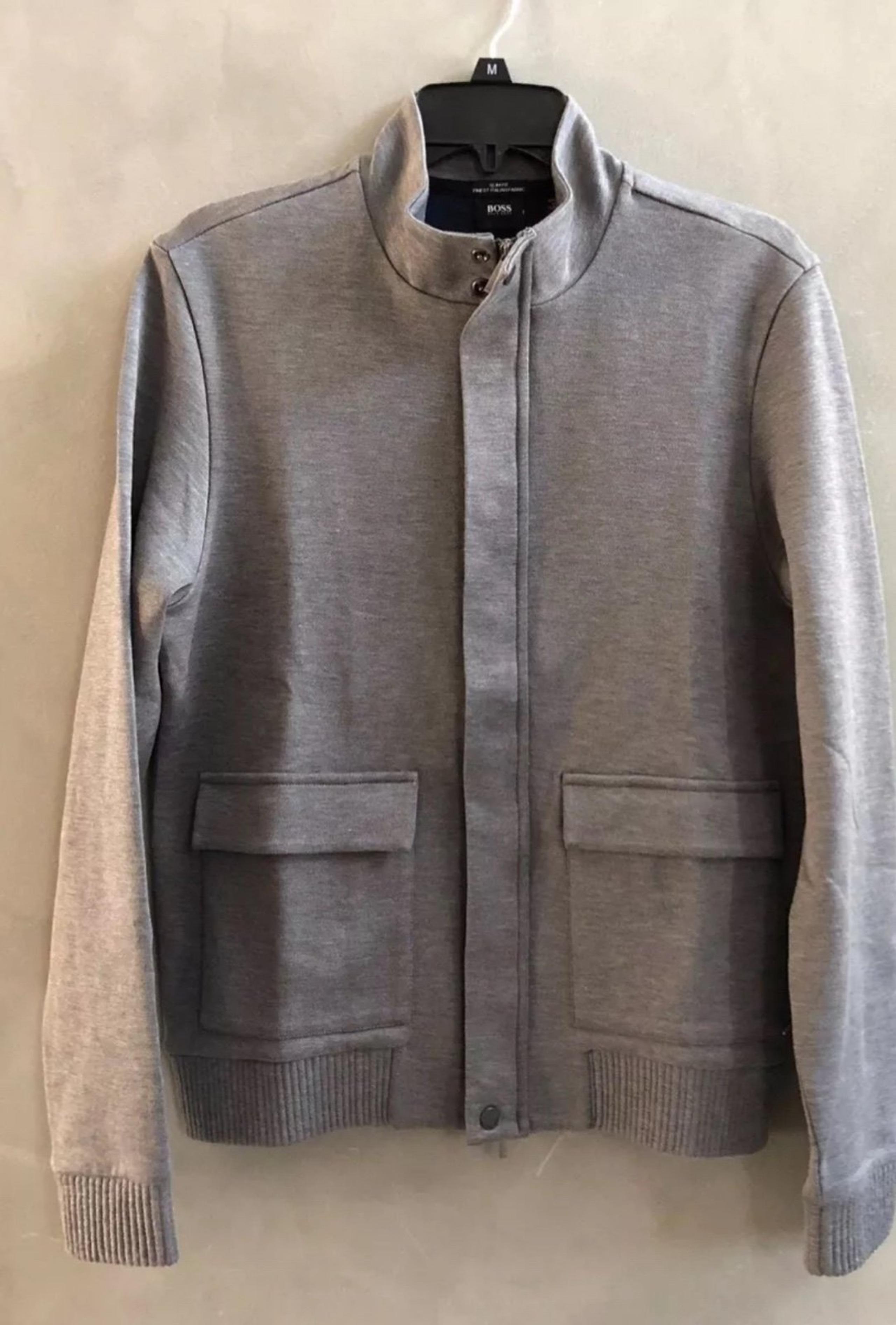Hugo Boss Slim Fit Grey Men's Jersey Jacket Zip Front