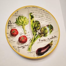 Williams Sonoma 2009 Marche Artichoke 13 Pasta Serving Bowl Gold Rim Portugal