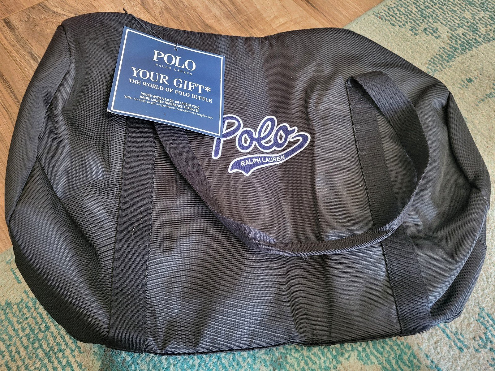 Polo Ralph Lauren Black Duffle Gym Sports Travel Weekender Carry-On Bag NWT