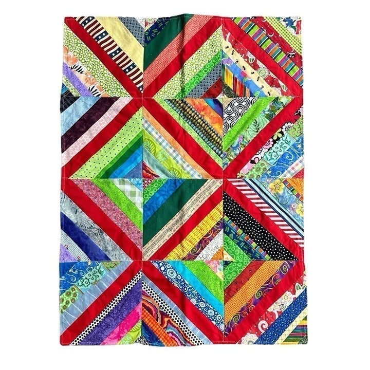 VTG Denton Texas Quilt Guild Patchwork Diamond Denim Multicolor Approx 26 x 36
