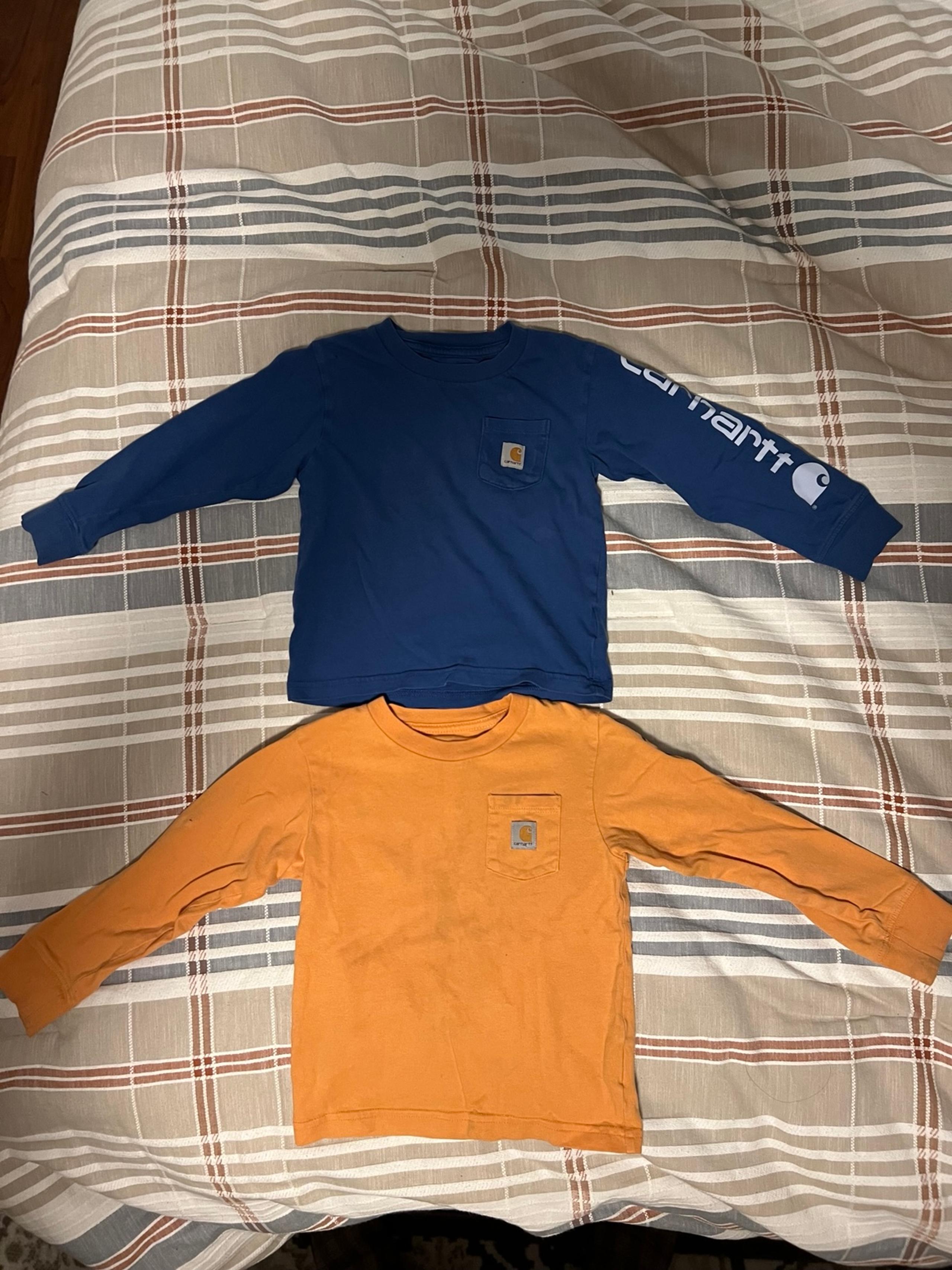 2 Carhartt Shirts Long Sleeve Orange and Blue Size 2T