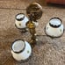 VINTAGE VICTORIAN FLUSH MOUNT BRASS FIXTURE 3 White Glass Floral Globe Lavery Co