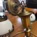 VINTAGE VICTORIAN FLUSH MOUNT BRASS FIXTURE 3 White Glass Floral Globe Lavery Co