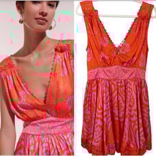 Poupette St. Barth Bessie Sleeveless Mini Dress Pink Daisy Viscose Satin Size M