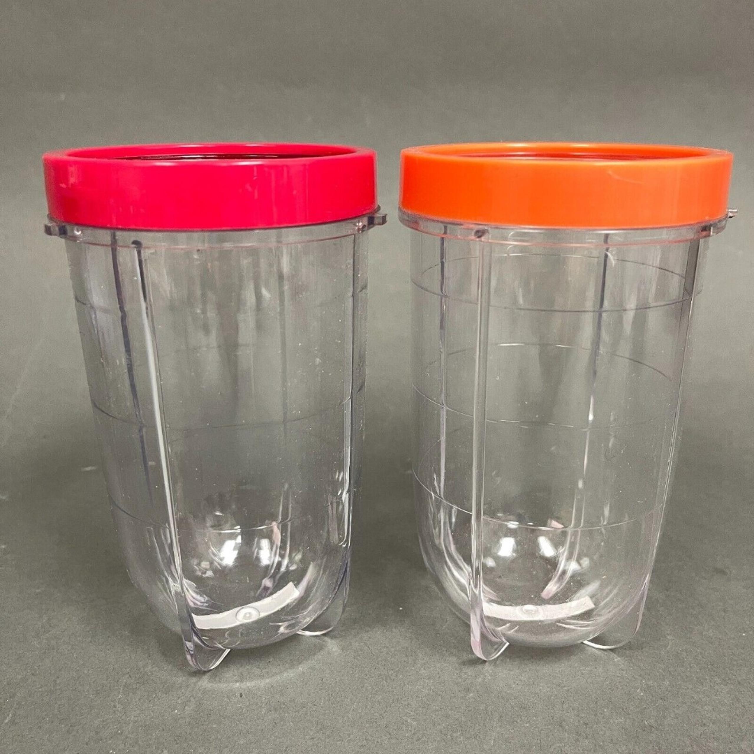 Magic Bullet Cups Party Cups with Red Orange Comfort Lip Rings Lot of 2