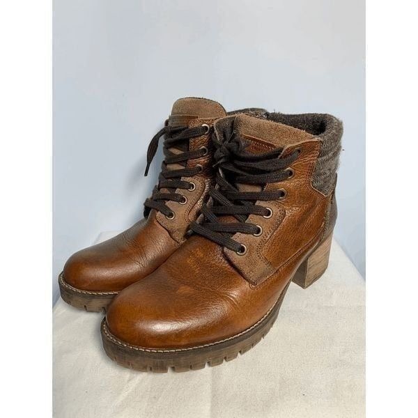 Handmade Creative Oasis Women's Leather Chunky Heel Boots Cassie Brown Size 9M