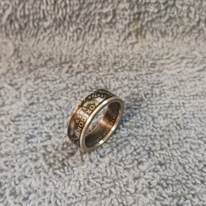 2005 Oregon State Quarter coin ring 90% Silver handcrafted size 7-1/2