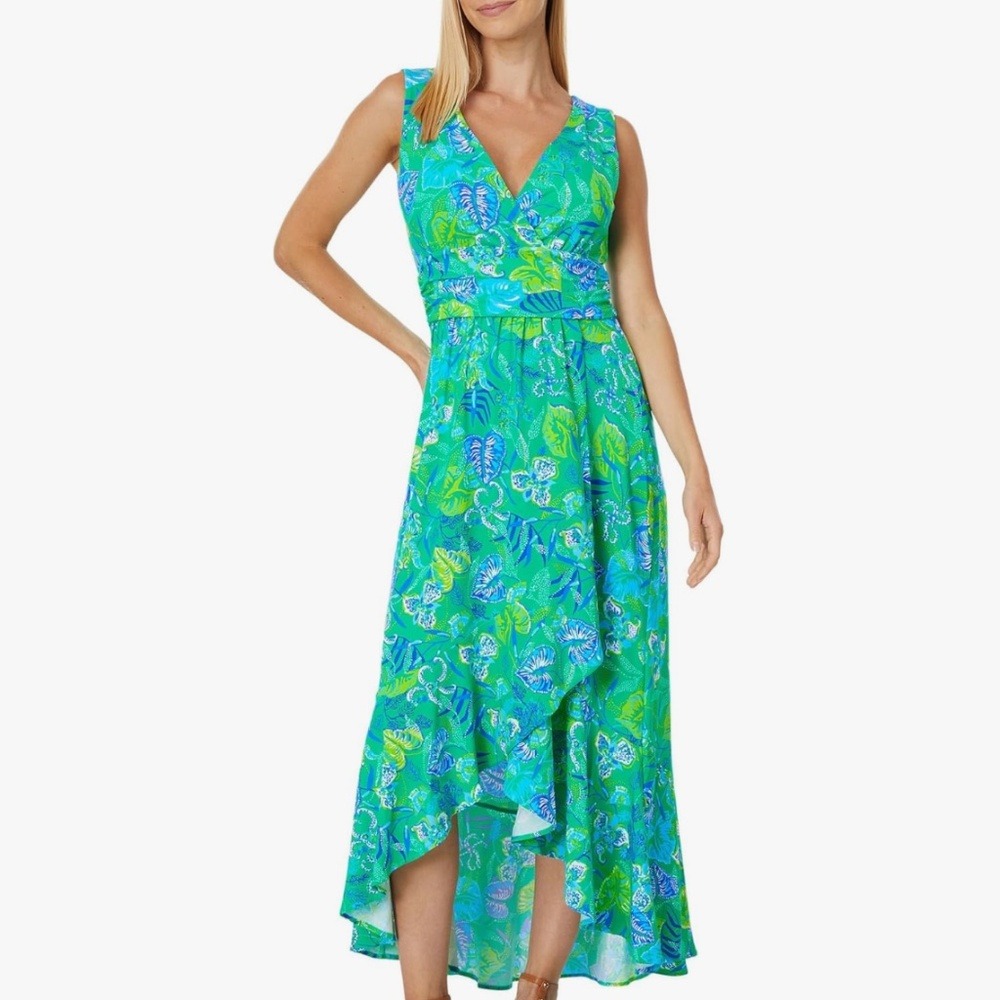 NWT Lilly Pulitzer Moana Maxi Dress Botanical Green in a Flutter Green Size M