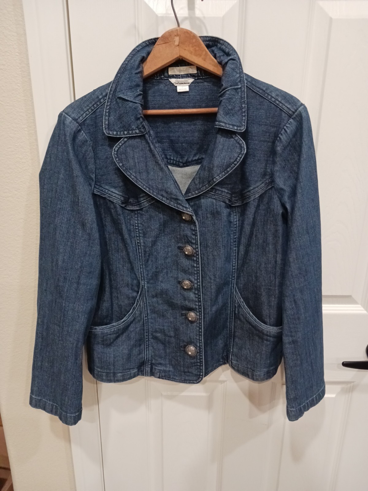 Christopher & Banks Jean Jacket Blazer, Women's Size Large, Stretch Denim Bling