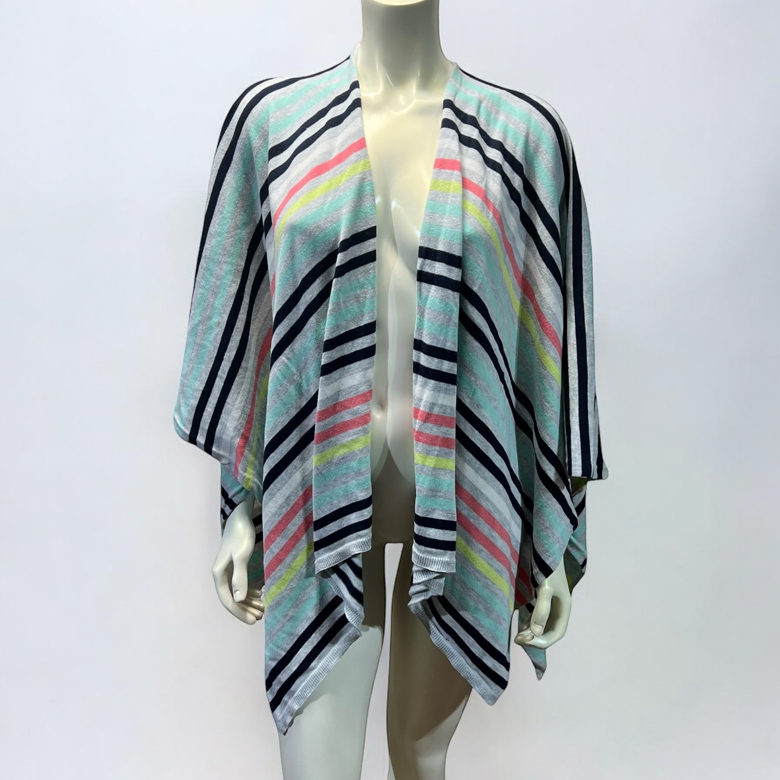 Talbots Striped Cape Poncho – One Size, Classic Cozy Layer