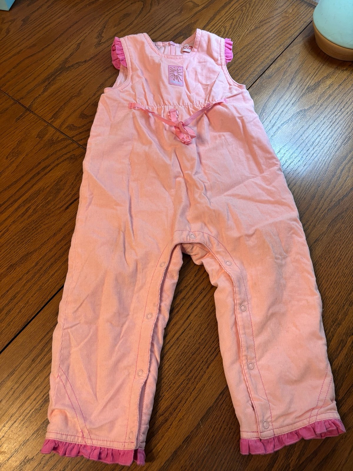 Clayeux 86 cm 2T girls pink corduroy one piece romper