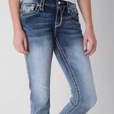 ROCK REVIVAL MS SIZE 29 MEDIUM WASH AUDRINA MID-RISE CURVY CAPRI DENIM JEANS