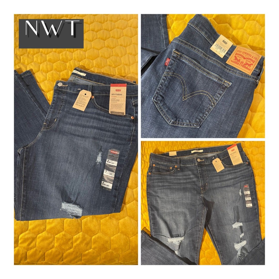 Levis Boyfriend distressed, sz18, W34xL27 NWOT