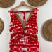 NEW Lane Bryant Cacique Red White Tie Dye Cinched One Piece Swimsuit 40D