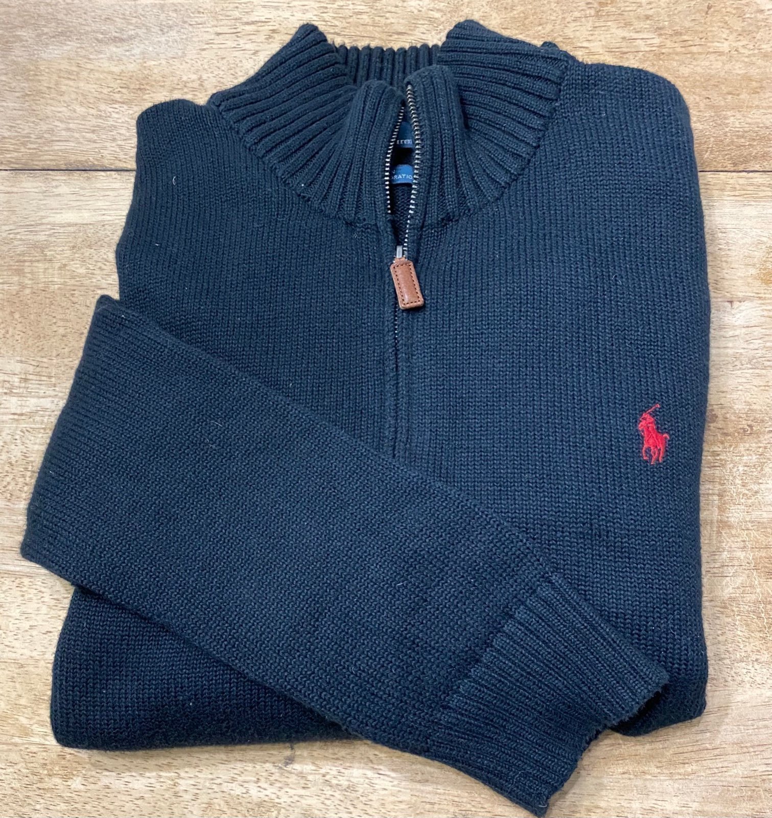Polo by Ralph Lauren Men’s Size XL 100% Cotton Black Quarter Zip Pullover
