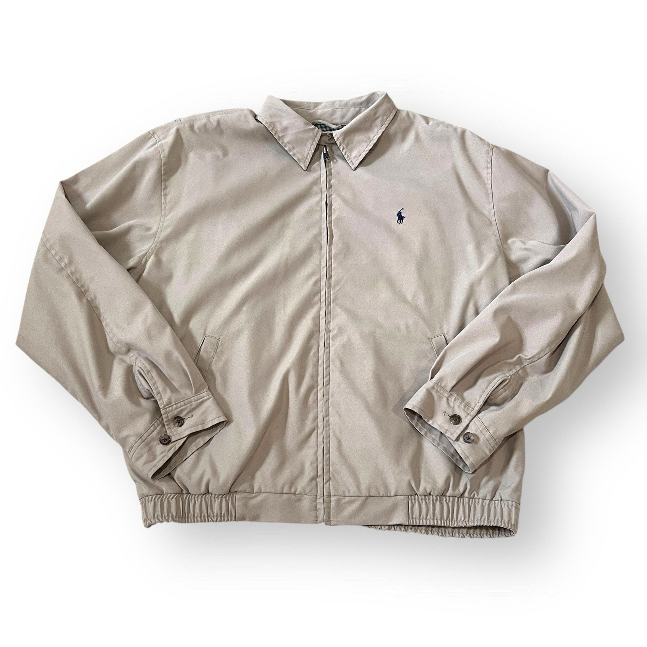 Polo Golf Ralph Lauren Full Zip Jacket Mens Size Large Tan Khaki Bomber Jacket