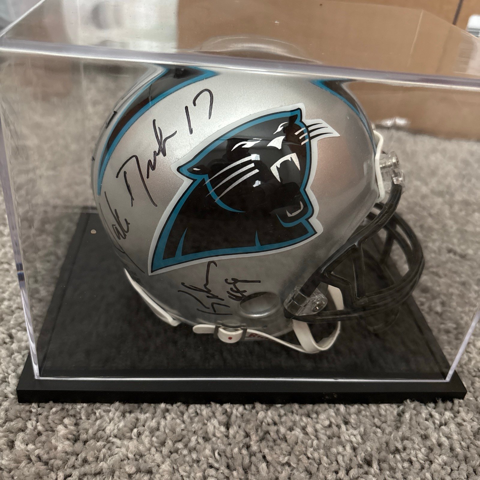 JSA COA Carolina Panthers Signed Mini Helmet Keyshawn Fox Delhomme Morgan Hoover