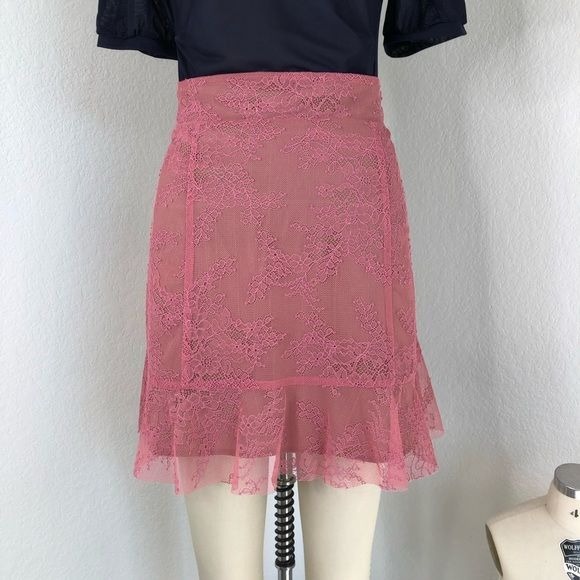 For Love & Lemons Bianca Lace Mini Ruffle Skirt
