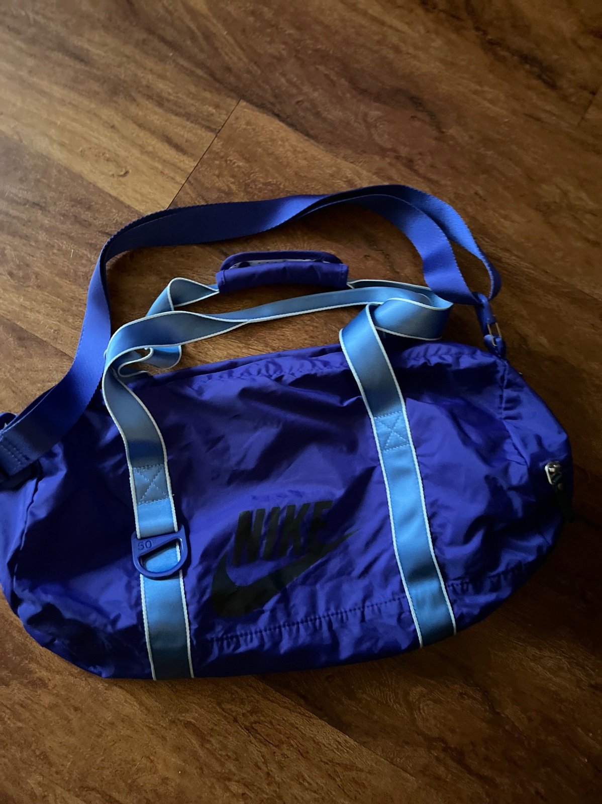 Nike small duffel bag gym bag blue strap