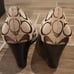 Helaine Peep Toe Monogram Buckle Accent Pumps