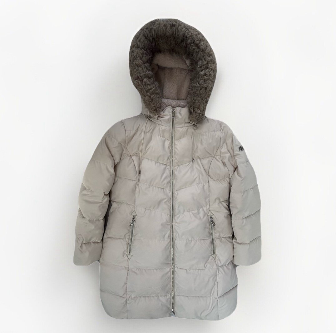 Ralph Lauren LRL Women's Large Green Down Parka Faux-Fur Hooded Puffer Coat