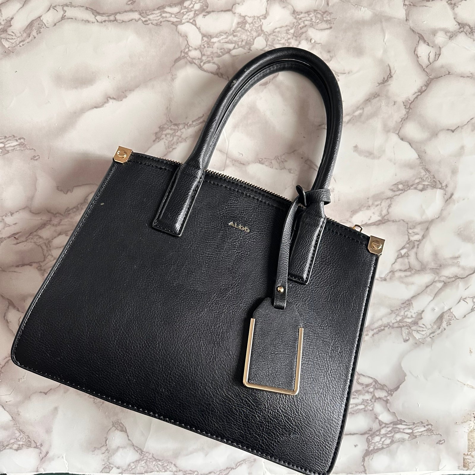Black Aldo Leather Top Handle Purse