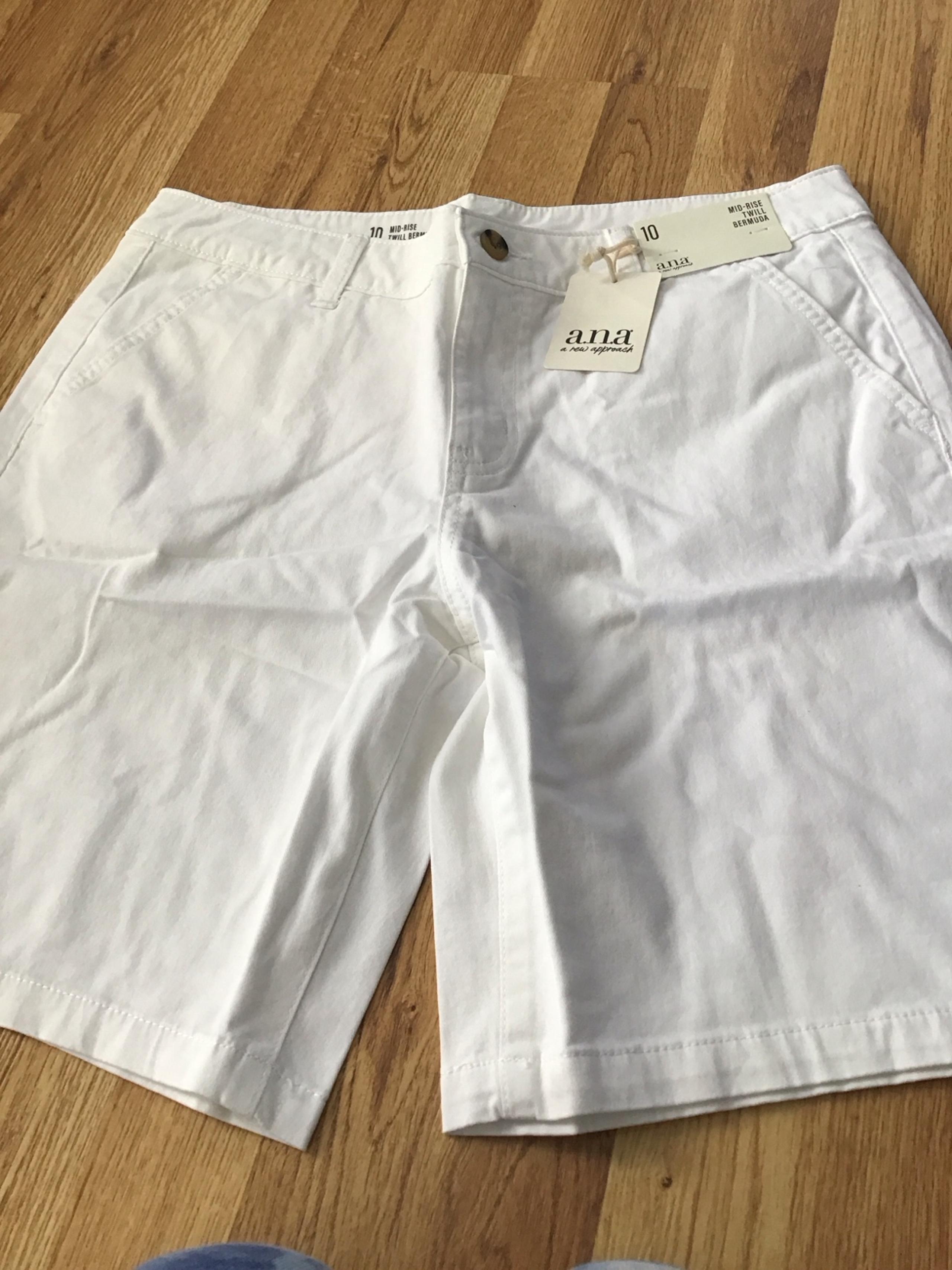 Womens a.n.a. Mid rise twill Bermuda shorts, new, 10, white, jcpenny