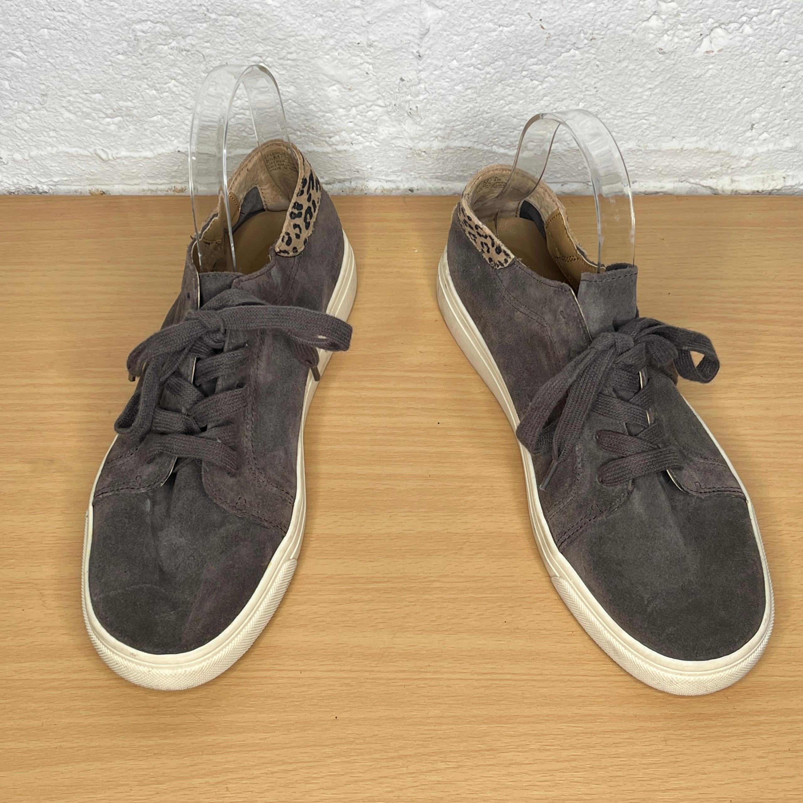 Lucky Brand Women's Gray Leopard Lucia Suede Lace Up Sneakers Sie 8.5