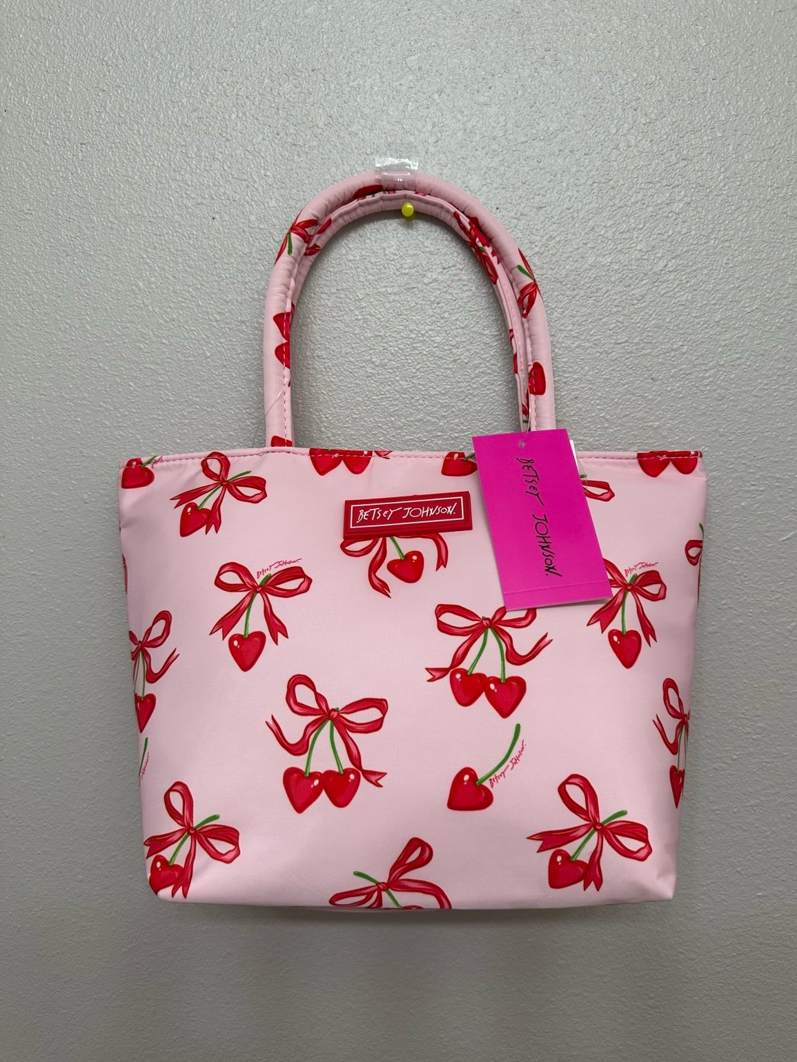 Betsey Johnson Pink Cherry Bow Lunch Bag
