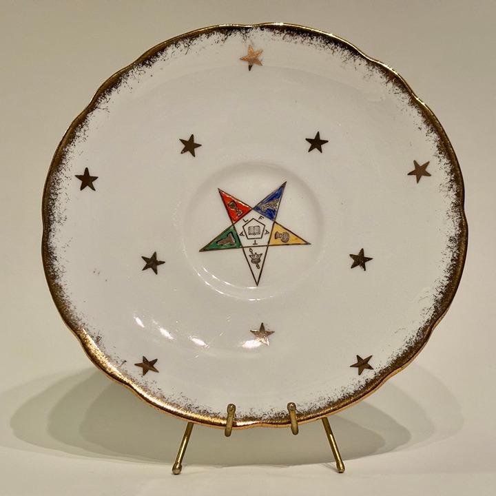 Royal Stafford Order of the Eastern Star Masonic Brushed Gold Bone China Saucer