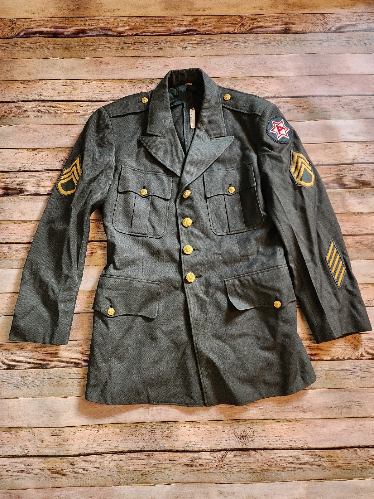 Vintage Size S Korean War Army Class A Staff Sergeant 6th Army Military Jacket