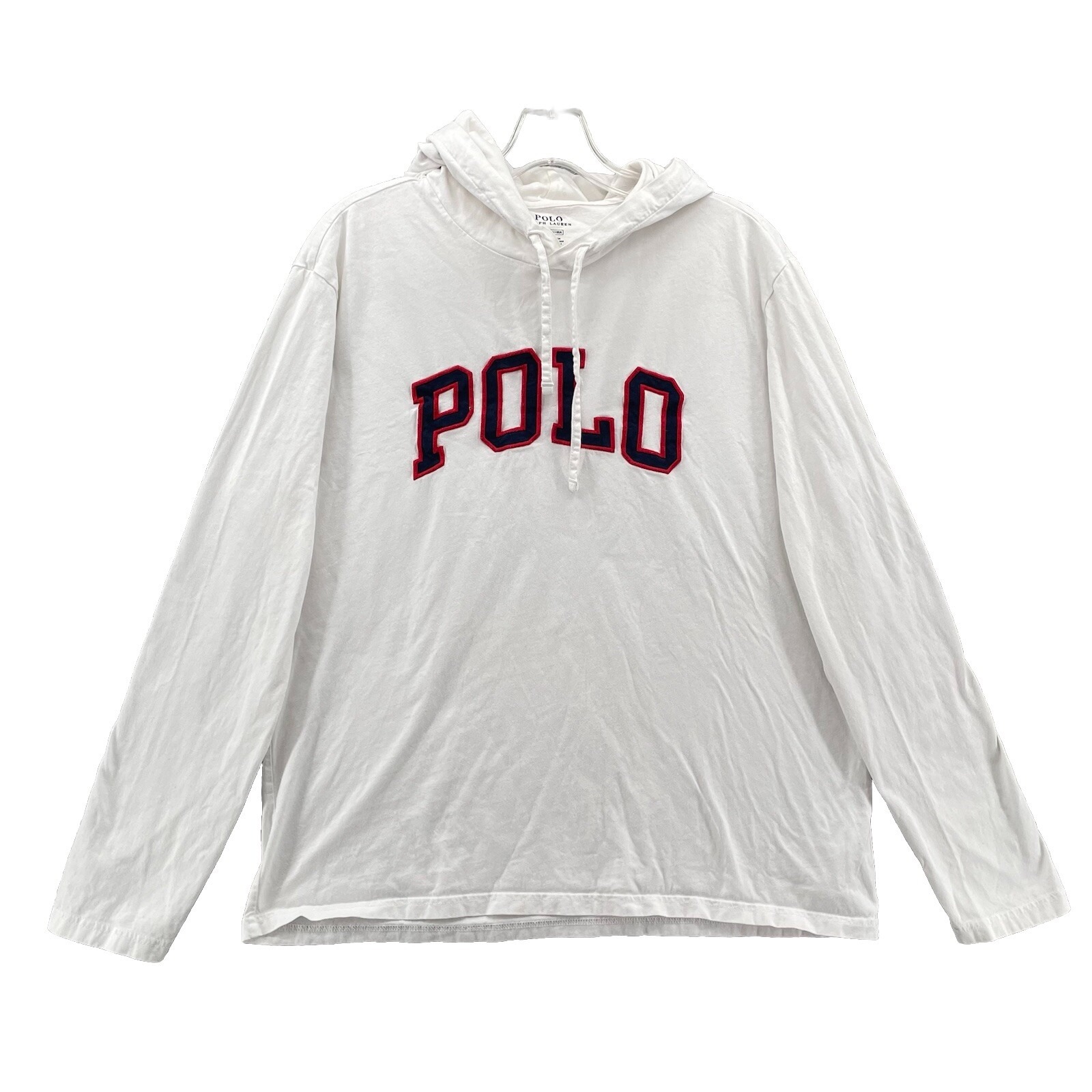 Polo Ralph Lauren Sweatshirt Mens Large White Hoodie Preppy 90's Retro Academia