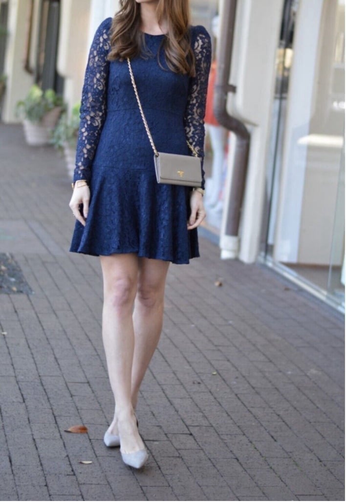 Reiss Rosalin Navy Blue Long Sleeve Floral Lace Mini Dress Size 4 Viscose Blend