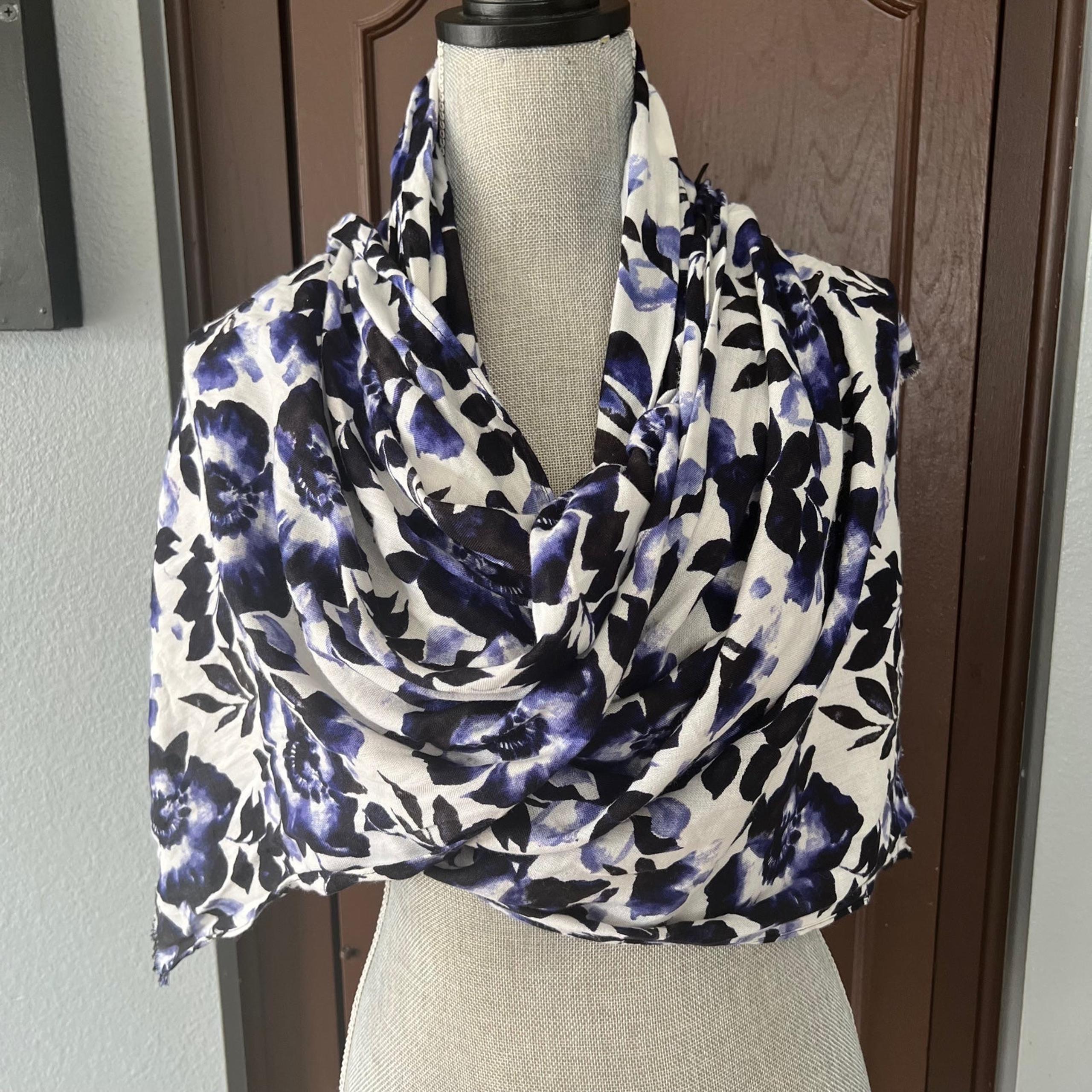 WHBM purple floral oblong scarf
