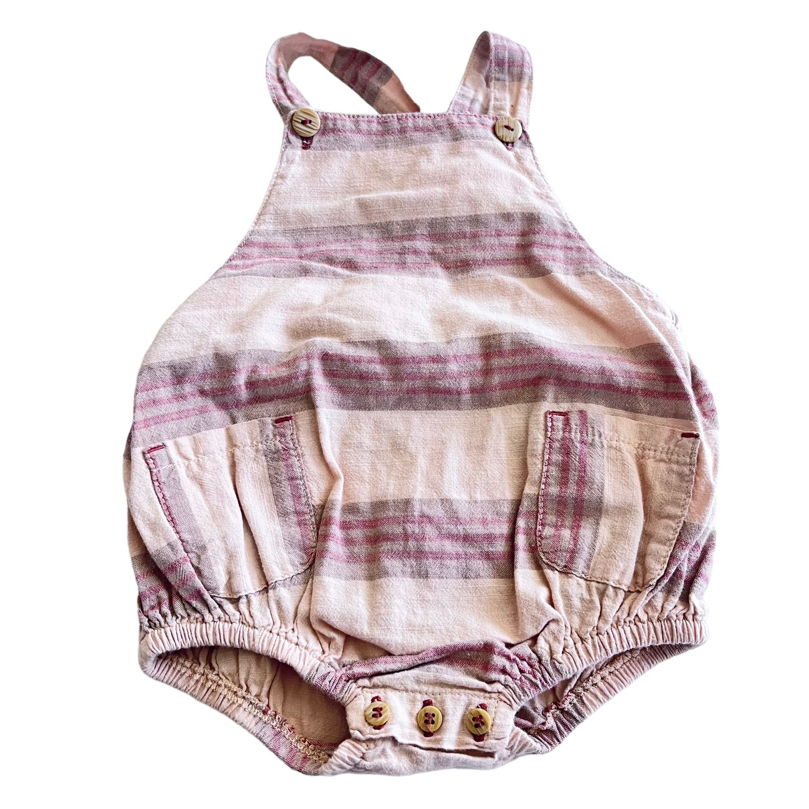Piupiuchick boys striped summer romper with pockets 18 months