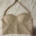 Superdown Rudy Halter Top Beige Cream Stripe