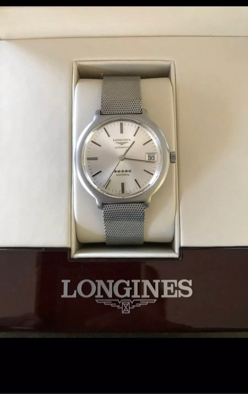 LONGINES Admiral 5 Star Swiss Automatic Watch With Stainless Steel Mesh Bracelet