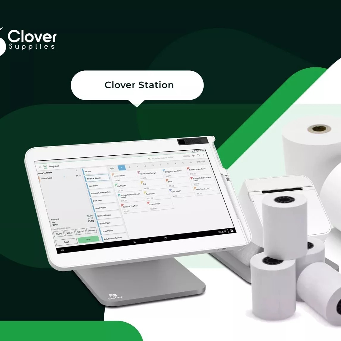 Clover Station Thermal paper XL 20 rolls (Clover terminal not included)