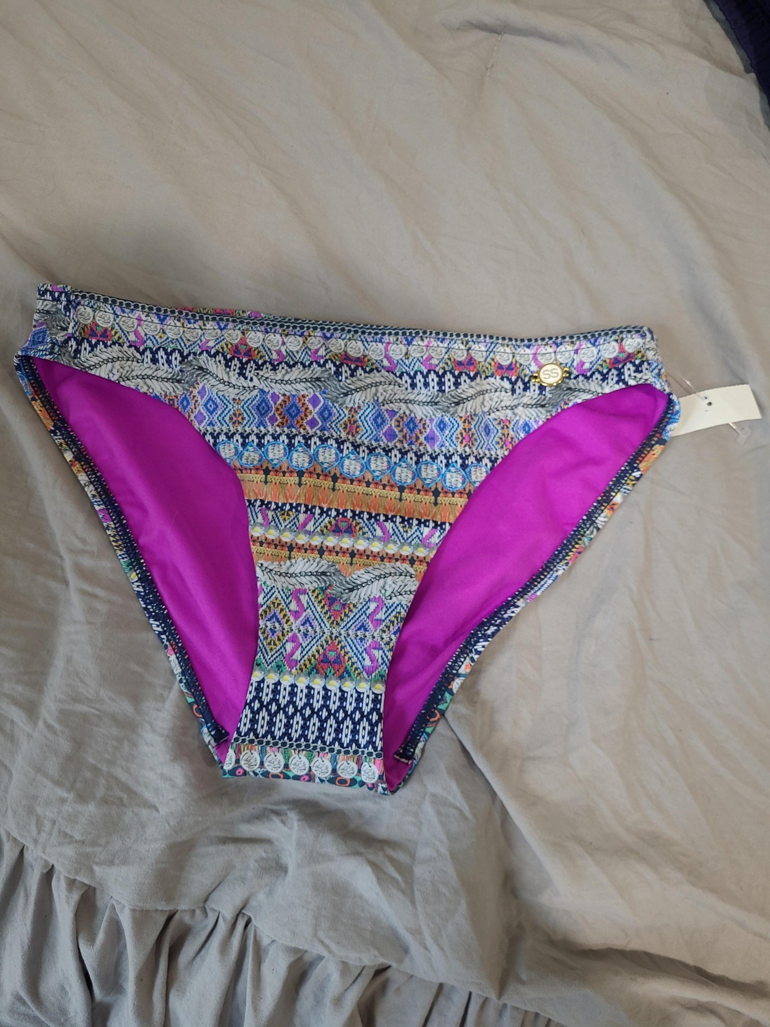 Sunseeker NWT bikini bottom Women's SZ US 6 multi color geometric swim pool vaca