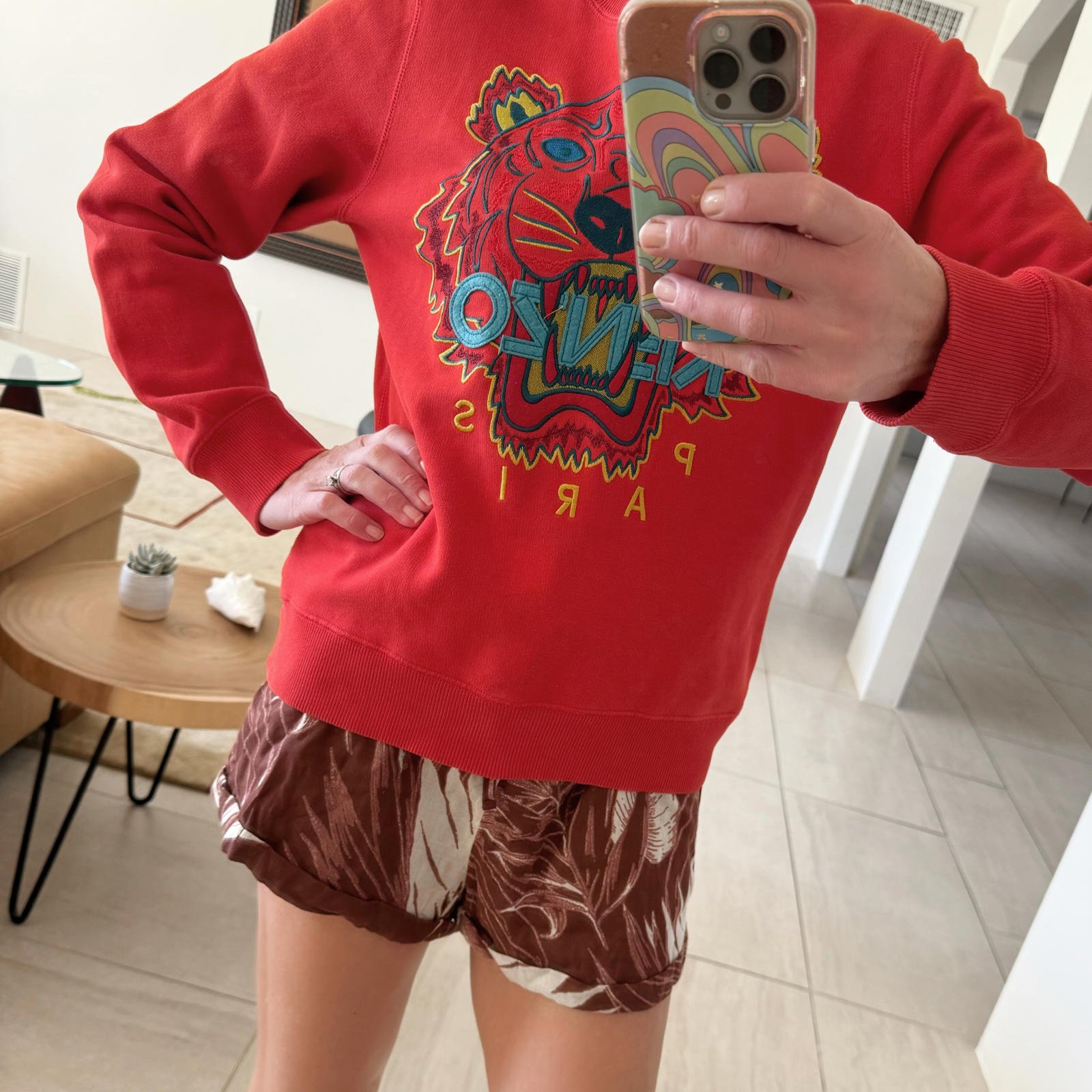 Kenzo Paris Tiger Embroidered Sweatshirt Orange Size S