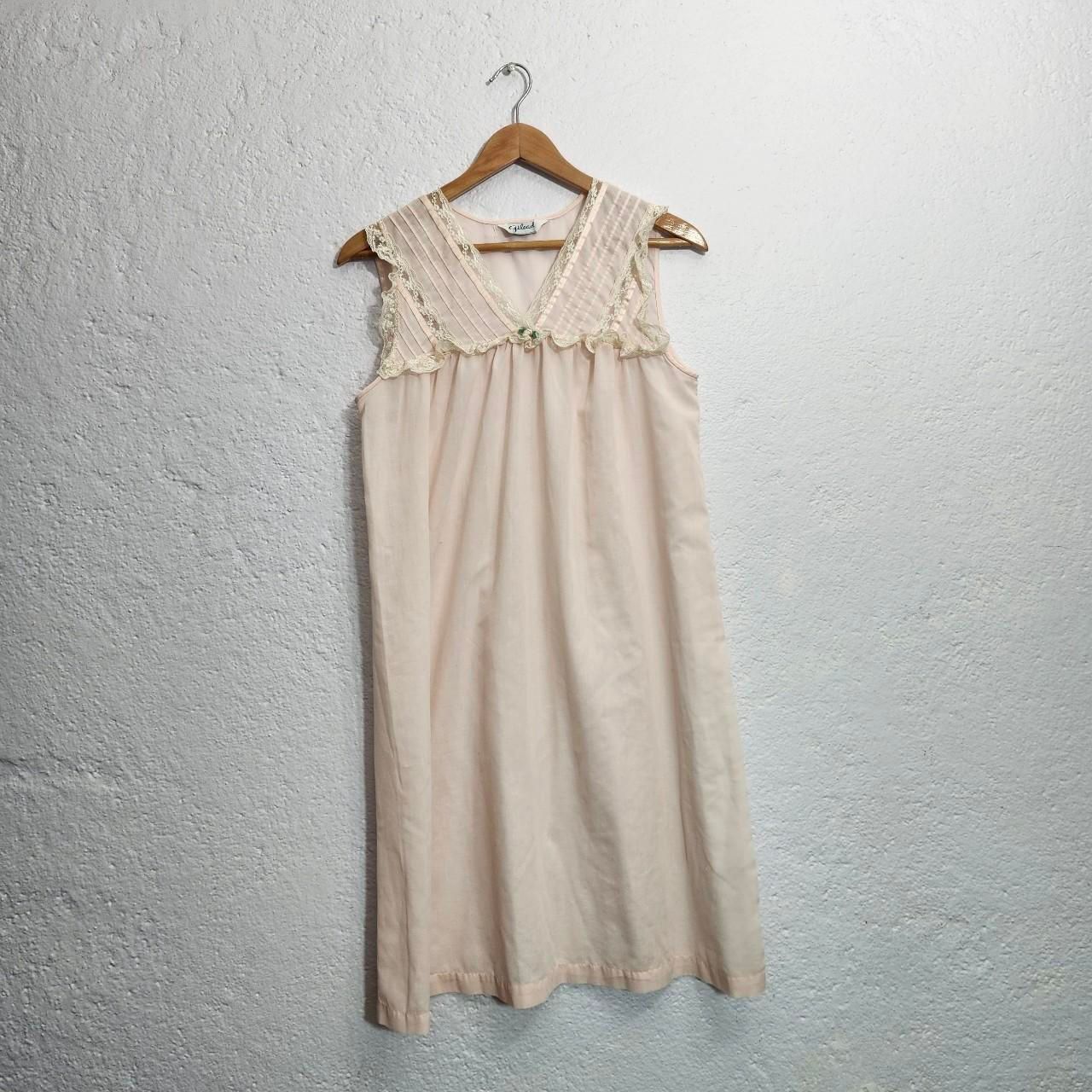 Vintage Baby pink Lace Embroidered Sleeveless Nightgown
