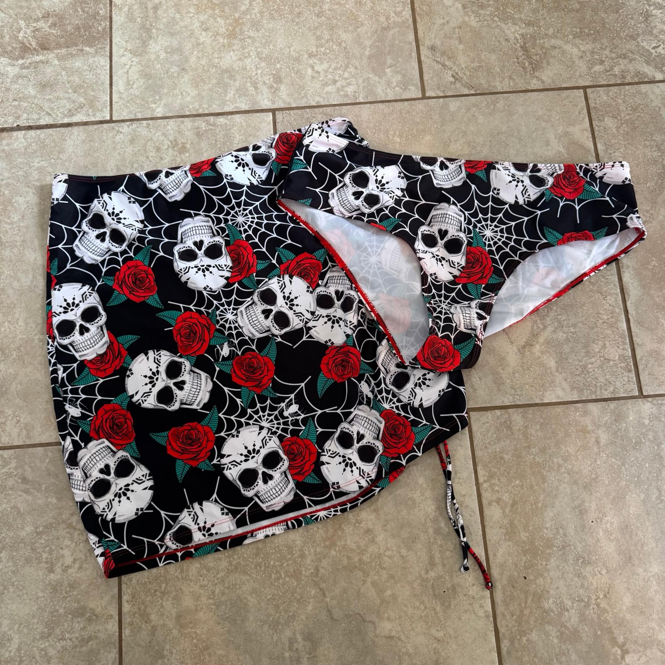 Skull and spider web goth swim bottoms and skirt set NWOT