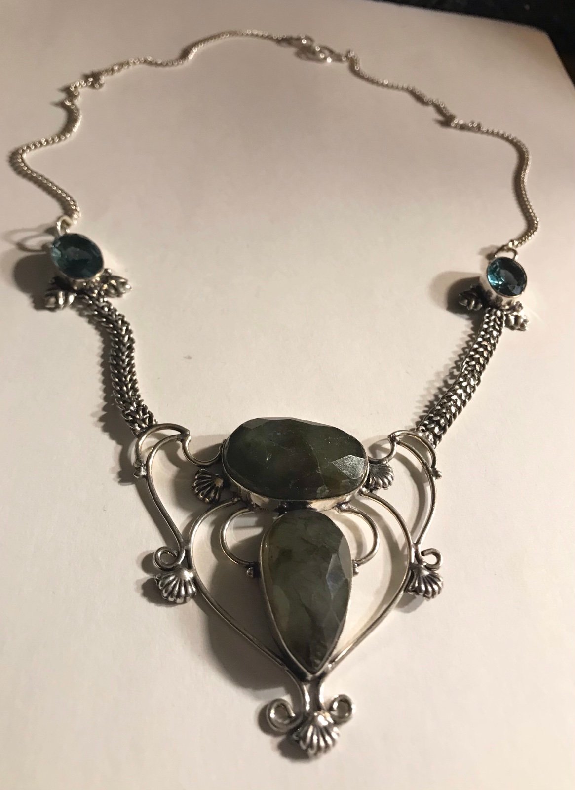 Labradorite Blue Topaz 925 Sterling Silver Necklace