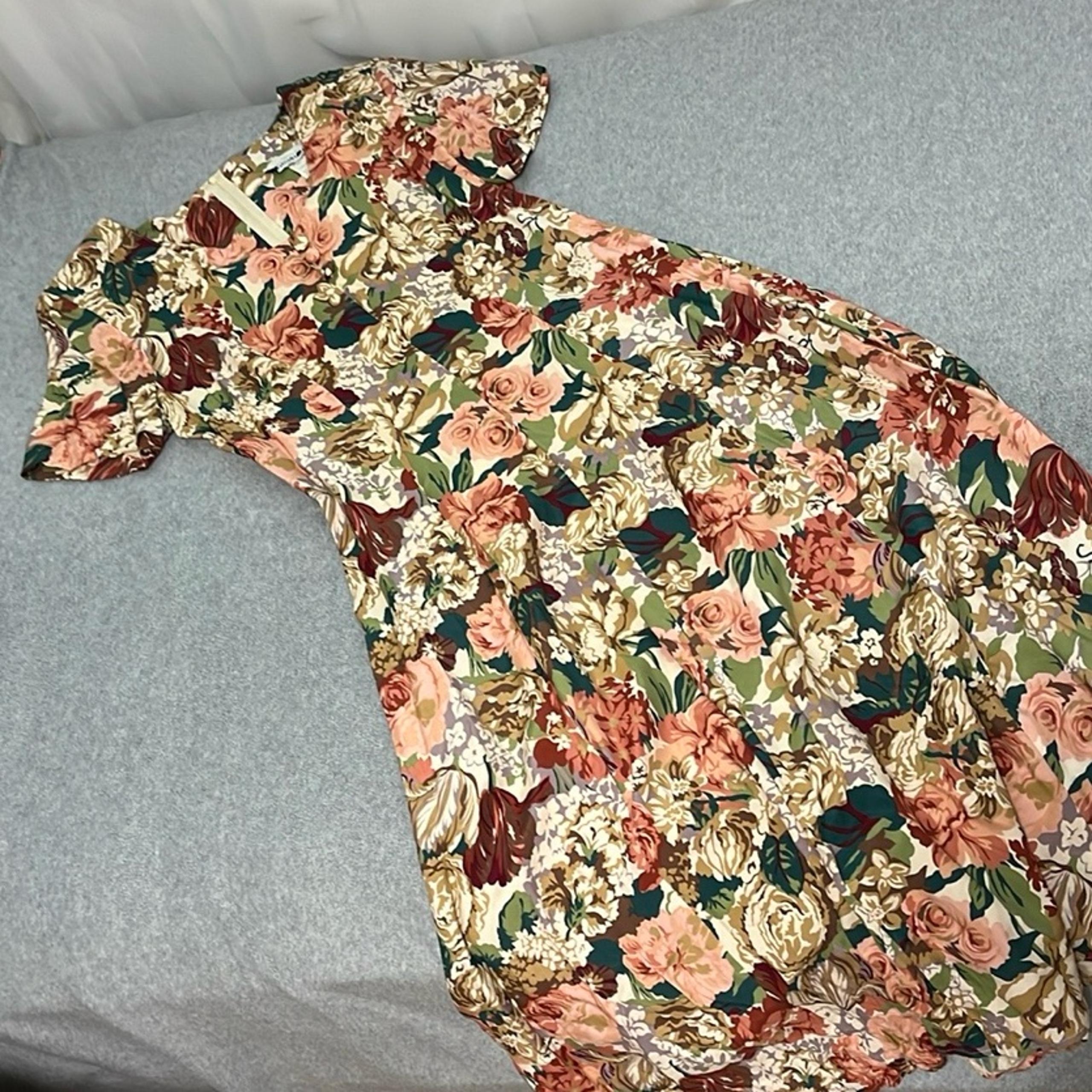 Vintage 90s Midi Floral Dress Size 8 Grunge Romantic Mature Modest Church Long